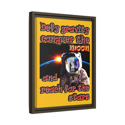 defy conquer reach - framed canvas art (yellow)