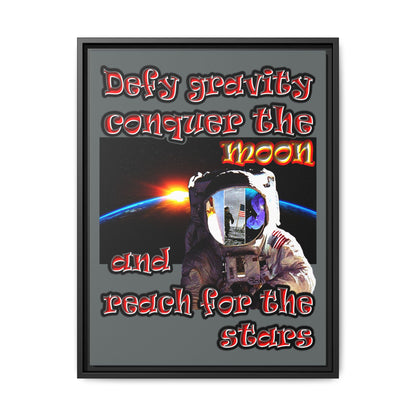 defy conquer reach - framed canvas art (dark grey)