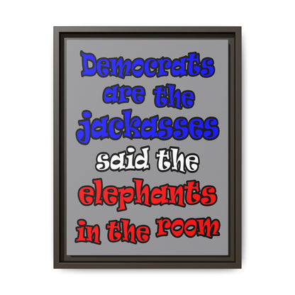 donkeys and elephants - framed canvas art (grey)