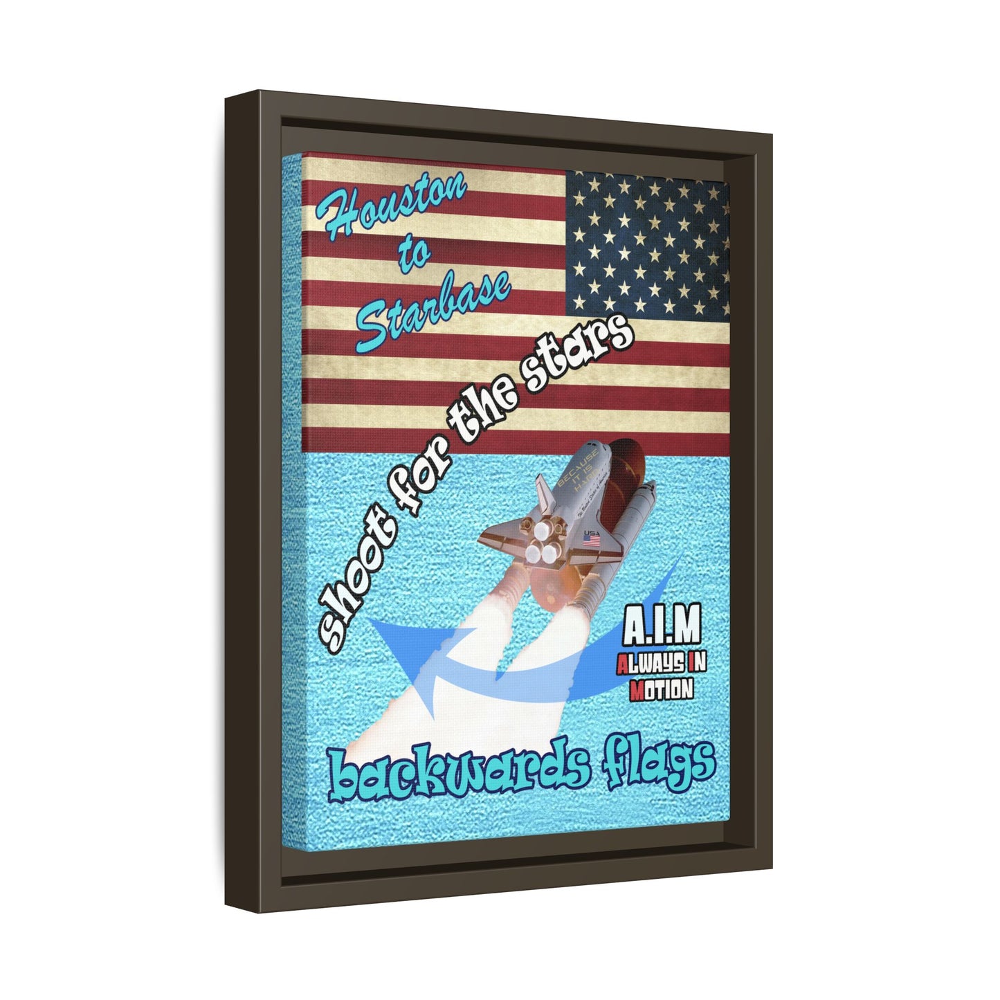 shoot for the stars - framed canvas art (faded blue)