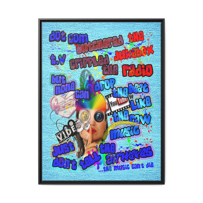 drop the beat - framed canvas art (faded blue)