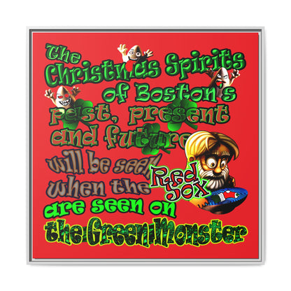 christmas spirits of boston - framed canvas art (red)