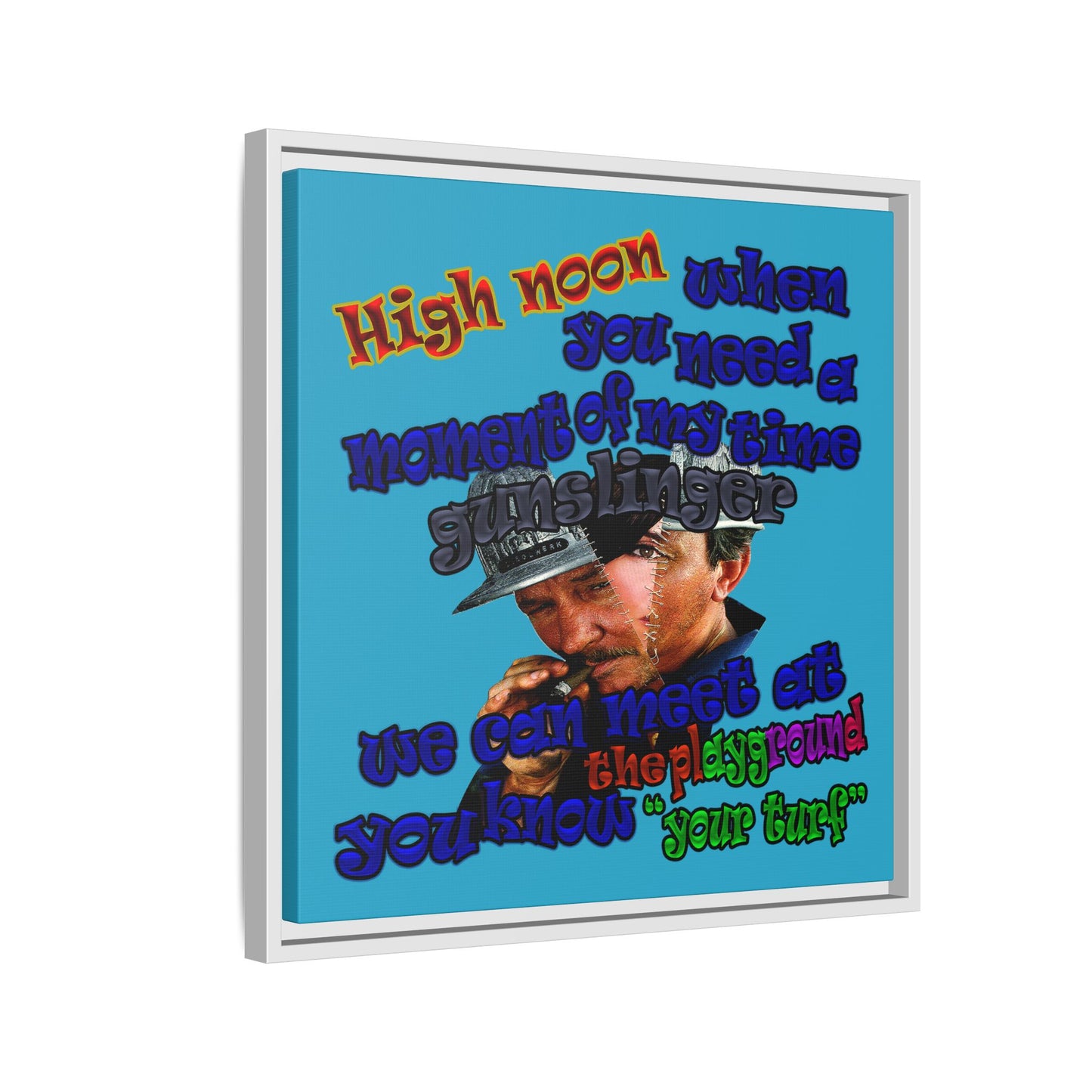 high noon - framed canvas art (turquoise)