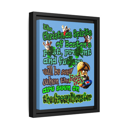 christmas spirits of boston - framed canvas art (light blue)