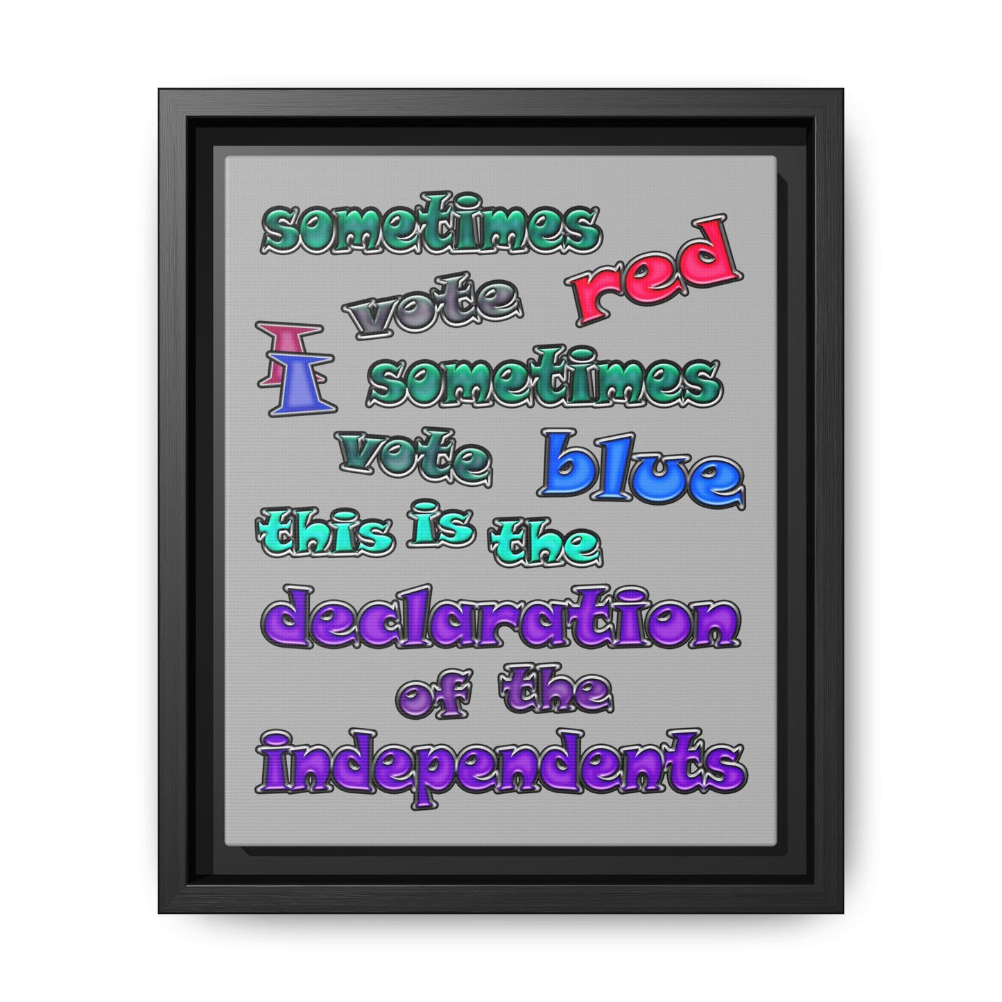 declaration of the independents - framed canvas art (light grey)