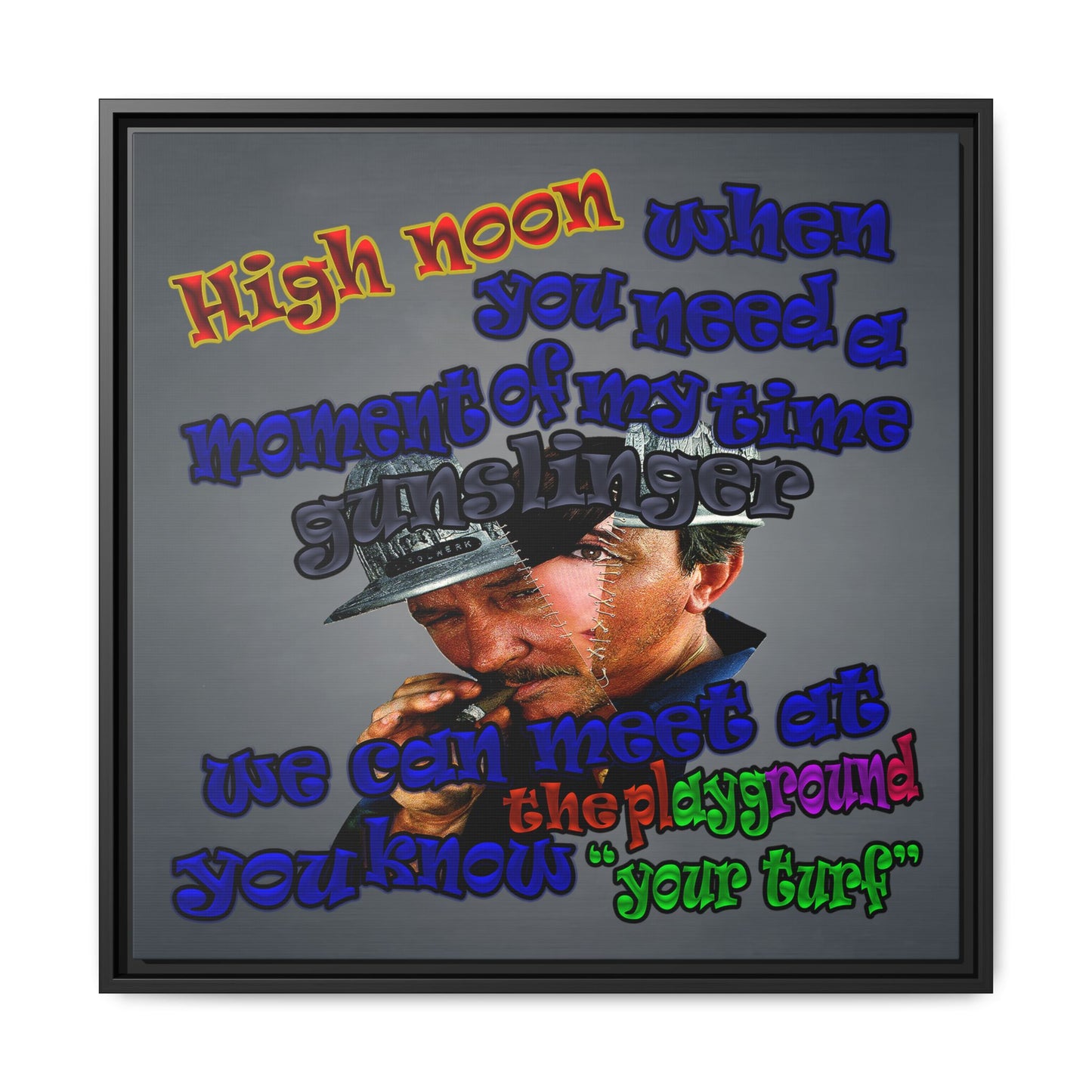 high noon - framed canvas art (grey-light grey)