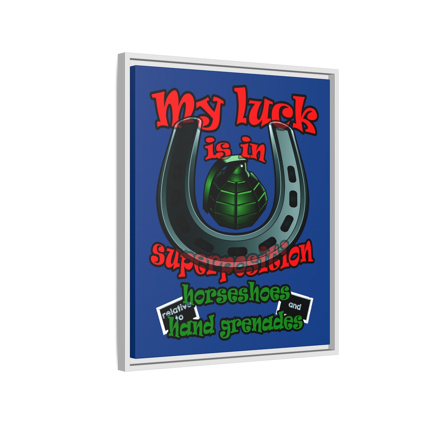 my luck - framed canvas art (dark blue)