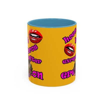 hoes b4 bros - Accent Mug (yellow)