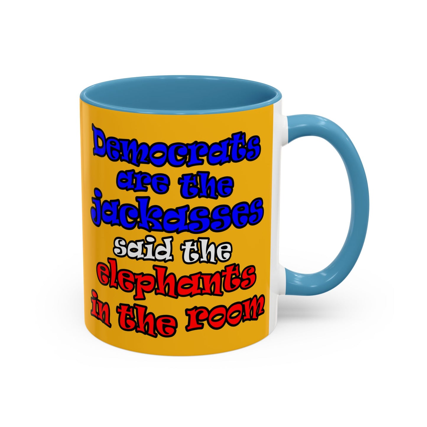 donkeys and elephants - Accent Mug (yellow)