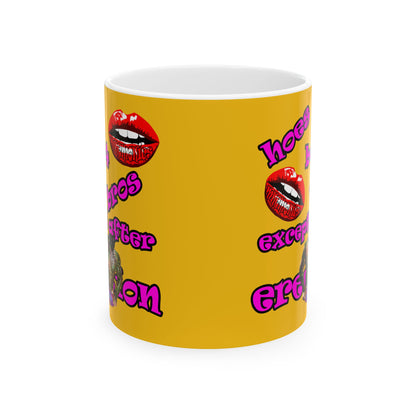 hoes b4 bros - White Mug (yellow)