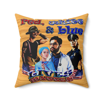 rw&b lives matter - Faux Suede Square Pillow - (butterscotch wood finish)