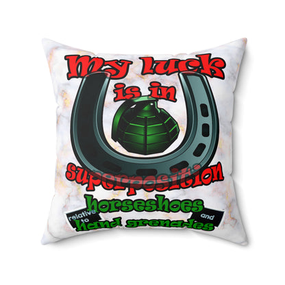 my luck - Spun Polyester Square Pillow - (white marble)
