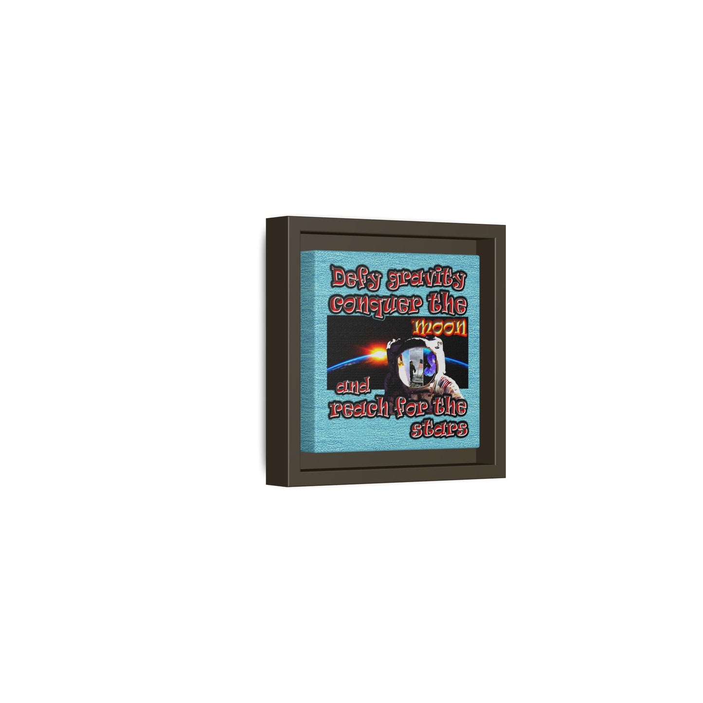 defy conquer reach - framed canvas art (faded blue)