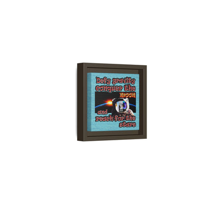 defy conquer reach - framed canvas art (faded blue)