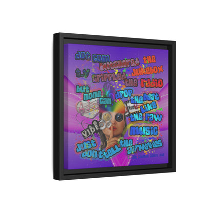 drop the beat - framed canvas art (purple-pink wave)