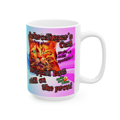 schrodinger's cat - White Mug (light blue-pink wave)