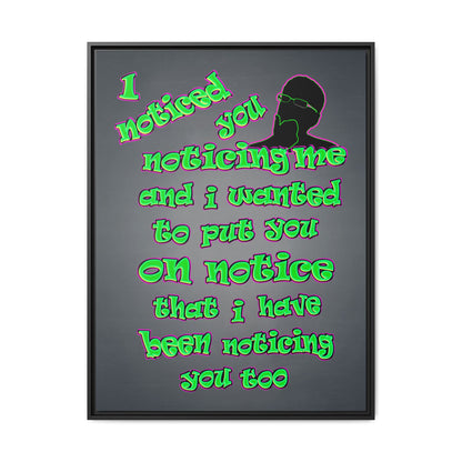 noticed you noticing - framed canvas art (grey-light grey)