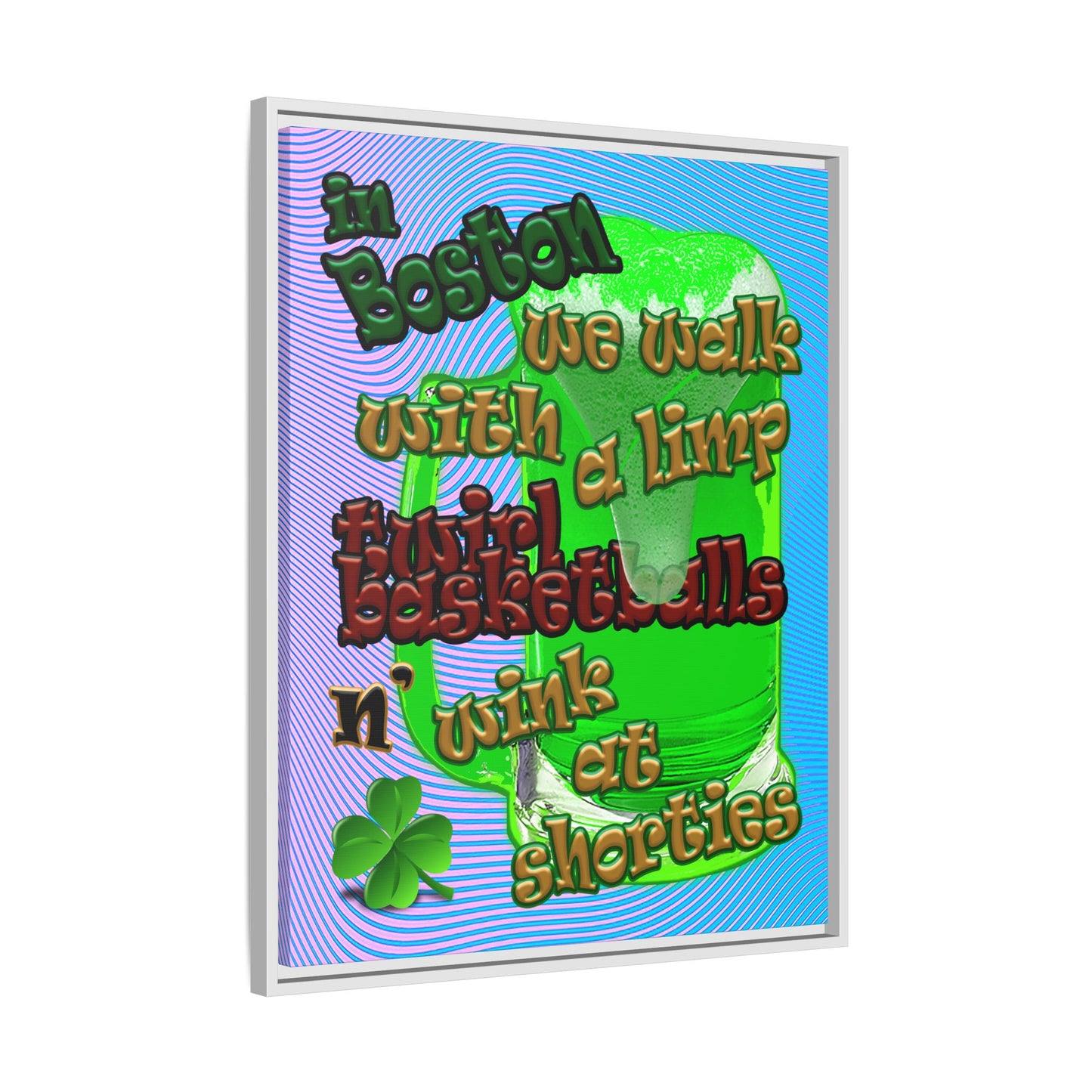 celtics logo - framed canvas art (light blue-purple wave)