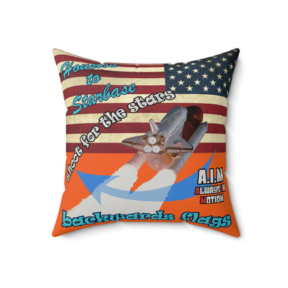 shoot for the stars - Faux Suede Square Pillow - (orange)