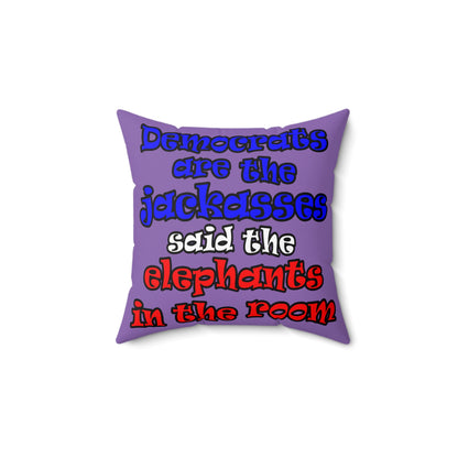 donkeys and elephants - Spun Polyester Square Pillow - (light purple)