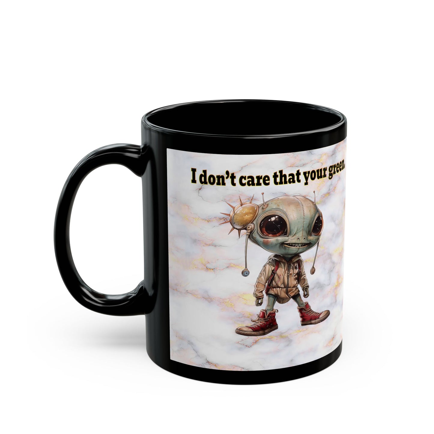 I don't care that your grey - Black Mug (white marble)