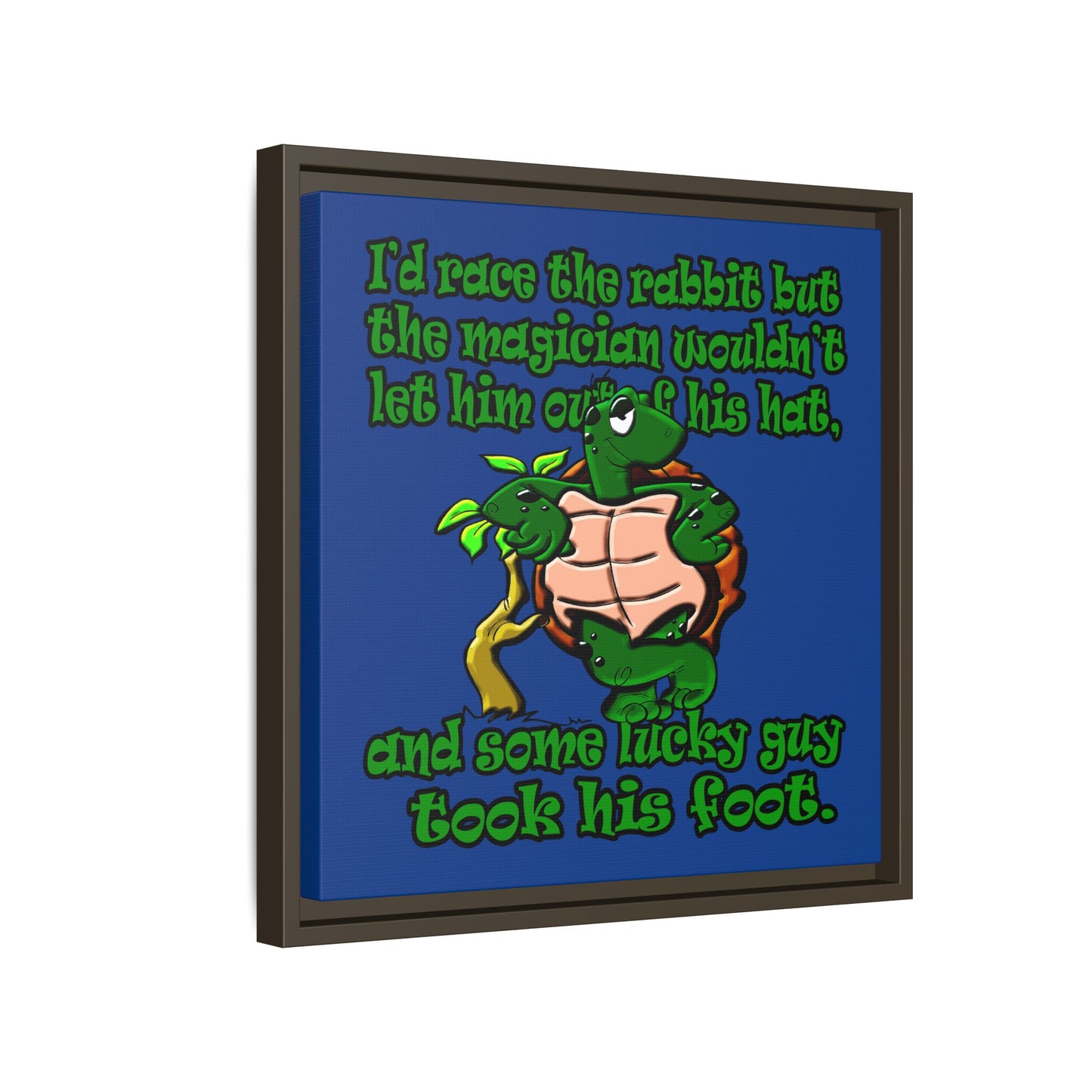 turtle race - framed canvas art (dark blue)