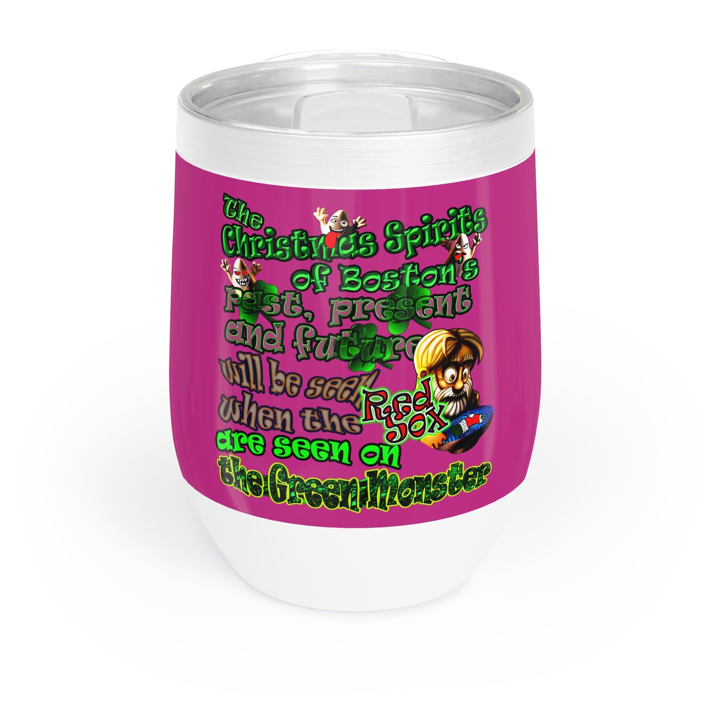 christmas spirits of boston - Chill Wine Tumbler (pink)