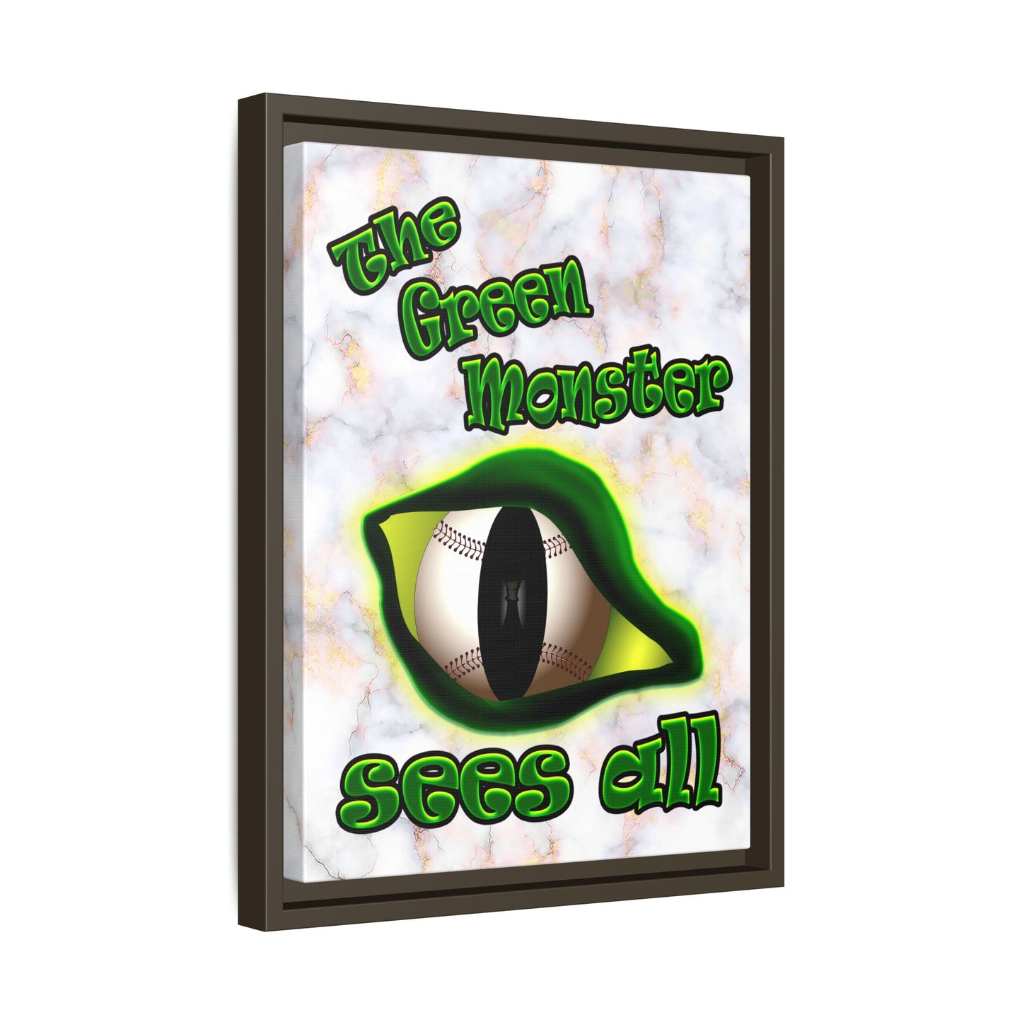 green monster - framed canvas art (white marble)