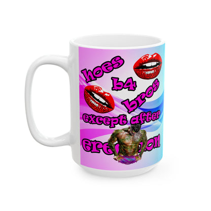 hoes b4 bros - White Mug (light blue-pink wave)