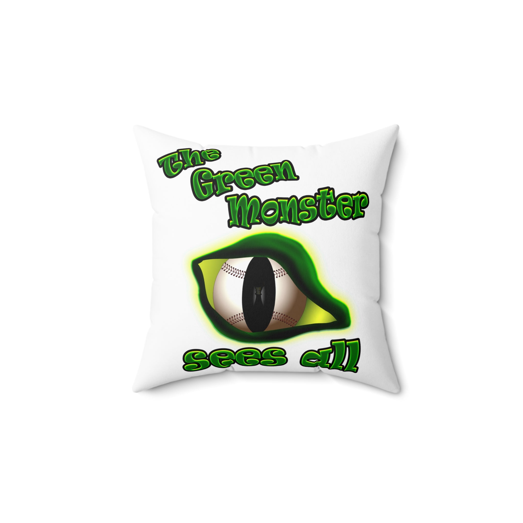 green monster - Spun Polyester Square Pillow - (white)