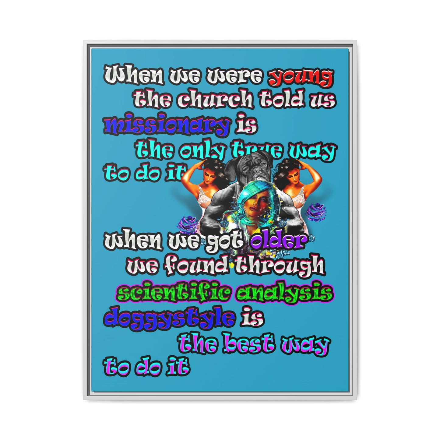 doggystyle - framed canvas art (turquoise)