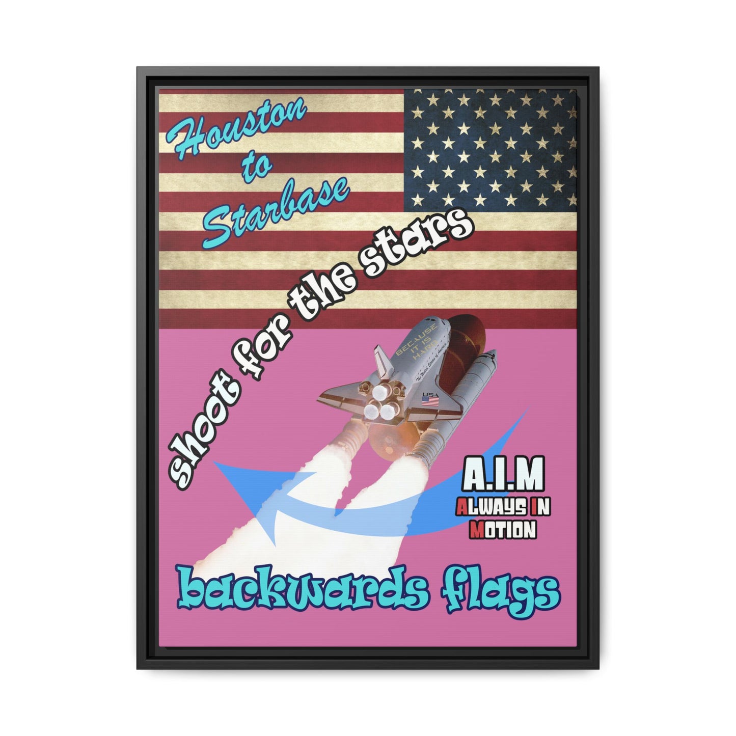 shoot for the stars - framed canvas art (light pink)