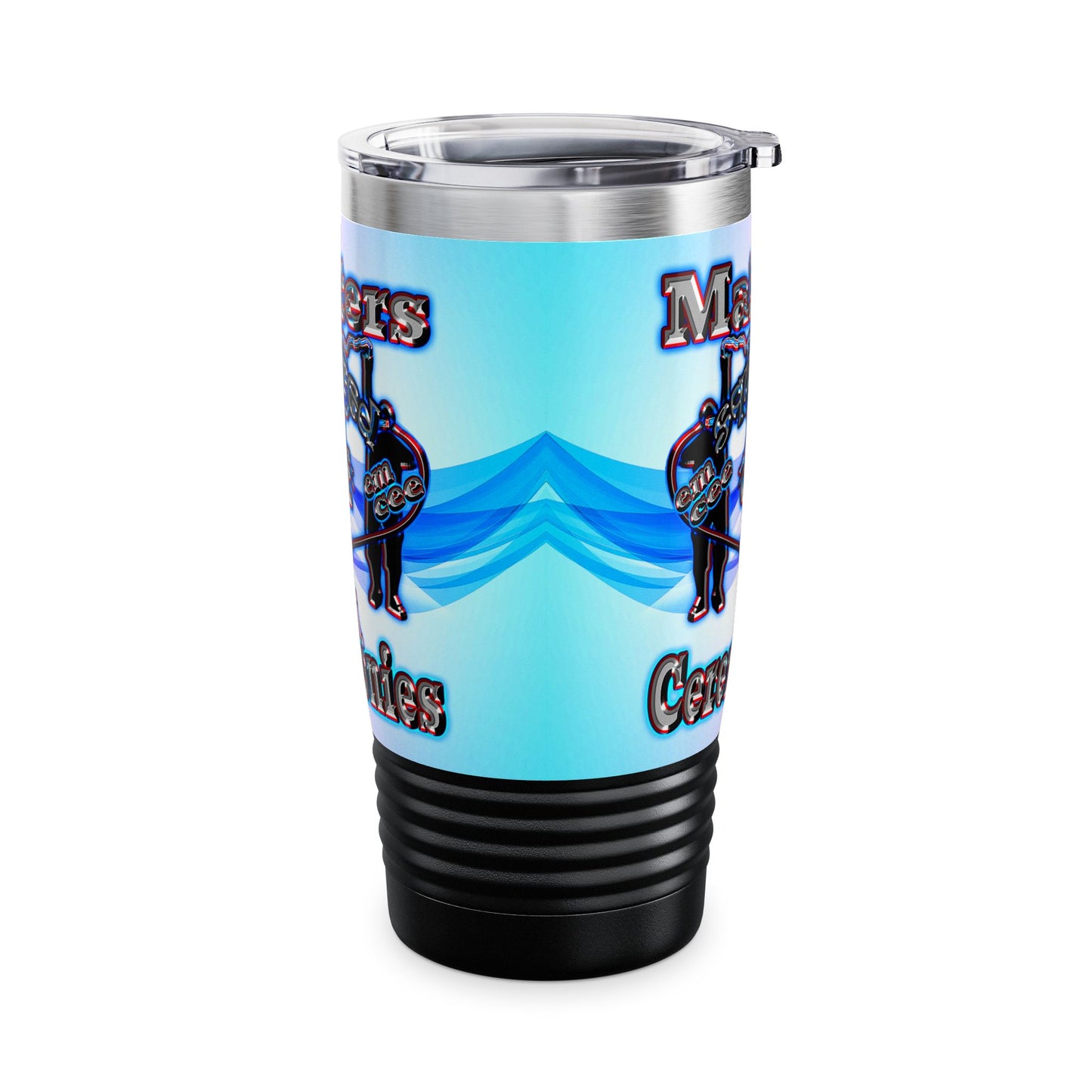 em cee squared - Ringneck Tumbler, 20oz (light blue-pink wave)