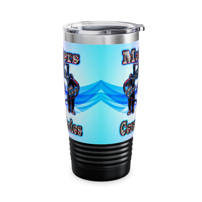 em cee squared - Ringneck Tumbler, 20oz (light blue-pink wave)