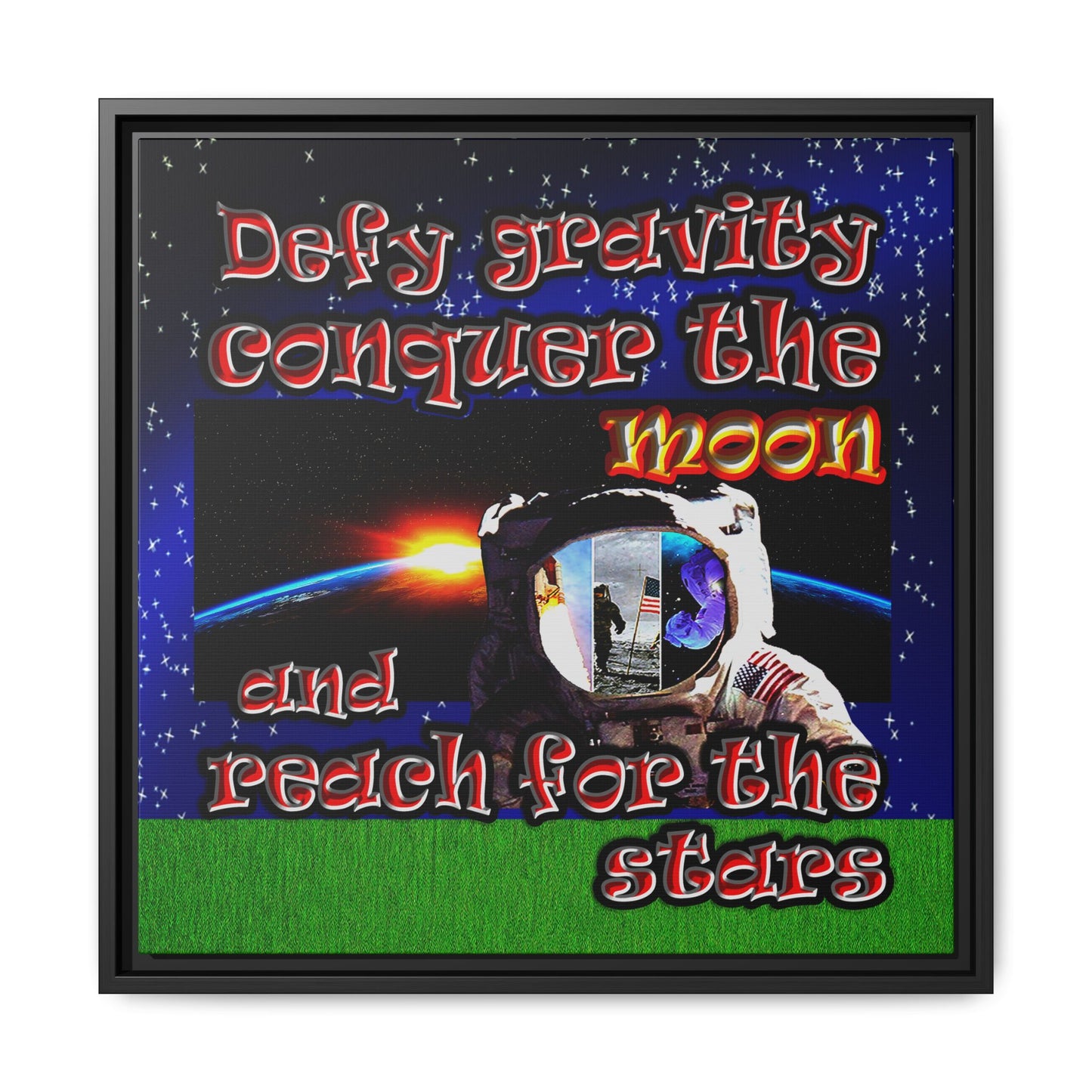 defy conquer reach - framed canvas art ('snoops' background)