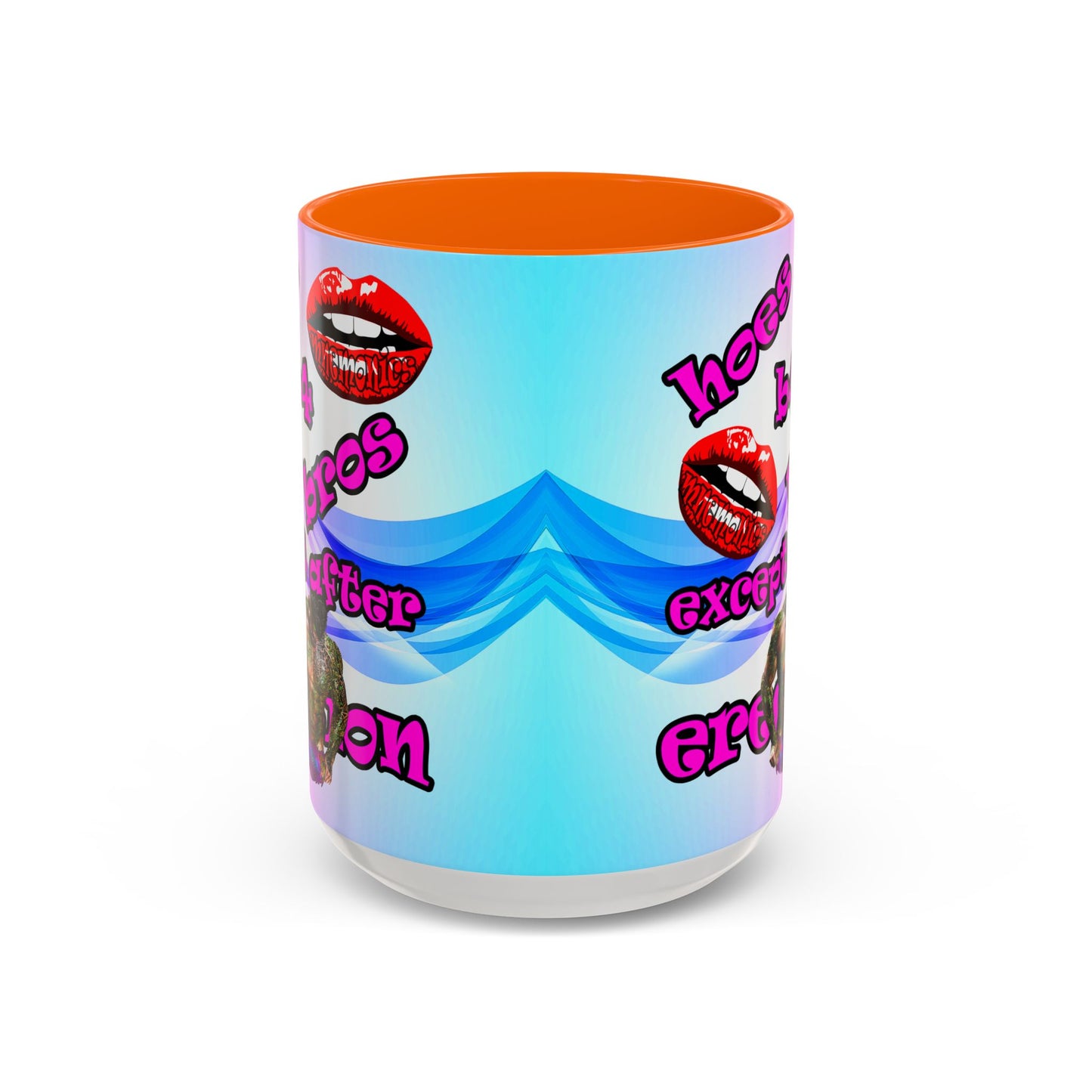 hoes b4 bros - Accent Mug (light blue-pink wave)