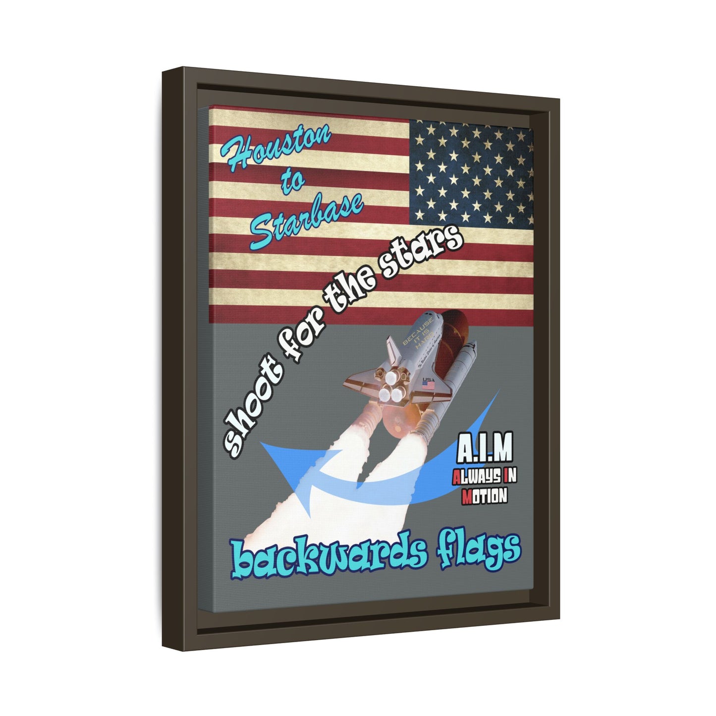 shoot for the stars - framed canvas art (dark grey)