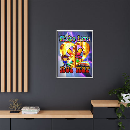 love peace - framed canvas art (grey-pink wave)