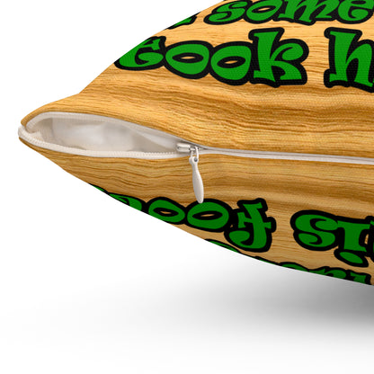 turtle race - Spun Polyester Square Pillow - (butterscotch wood finish)