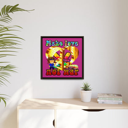 love peace - framed canvas art (pink)