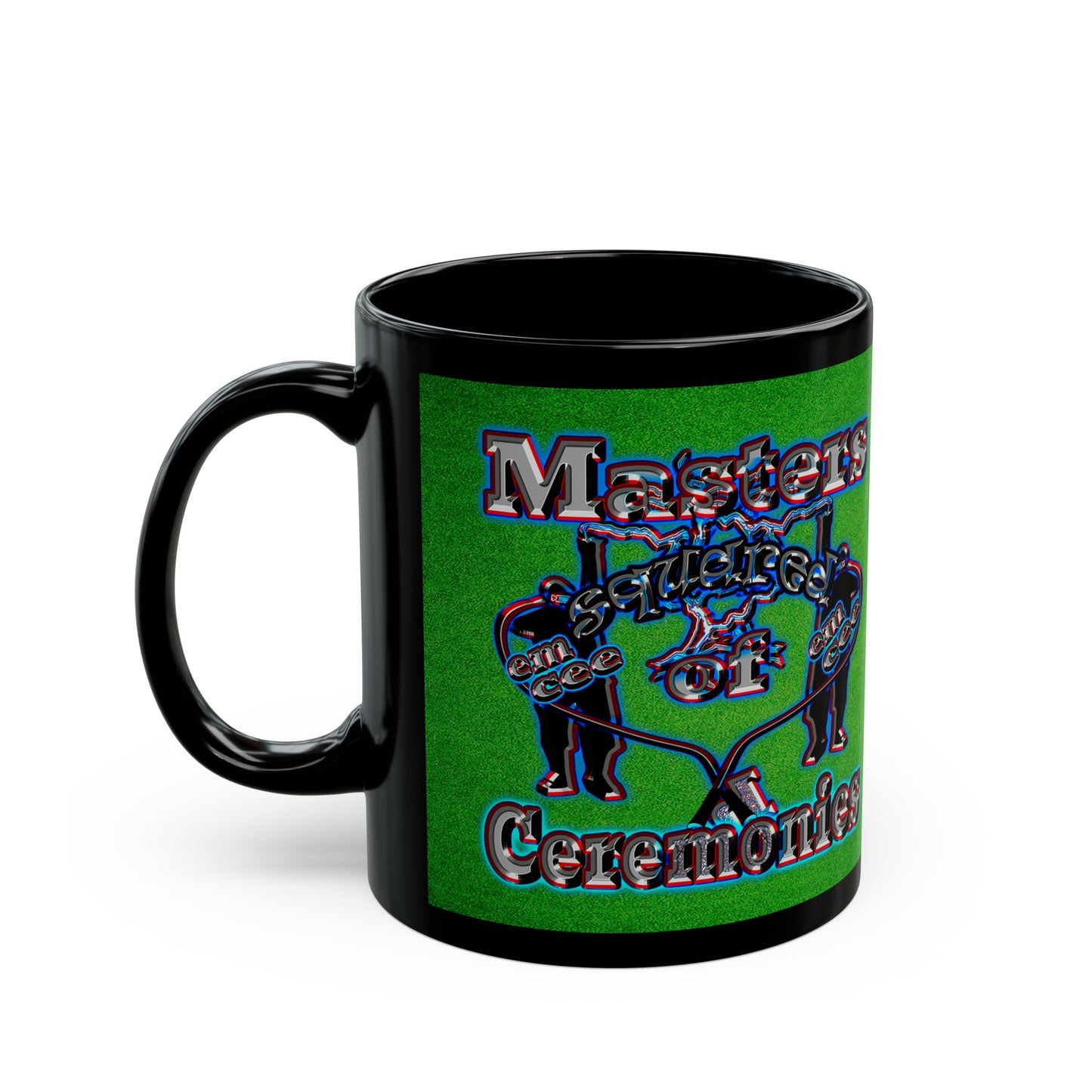 em cee squared - Black Mug (green turf)