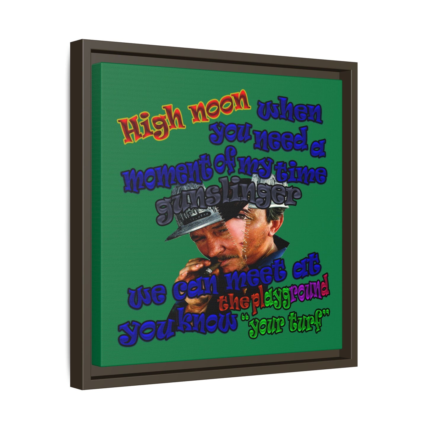 high noon - framed canvas art (dark green)