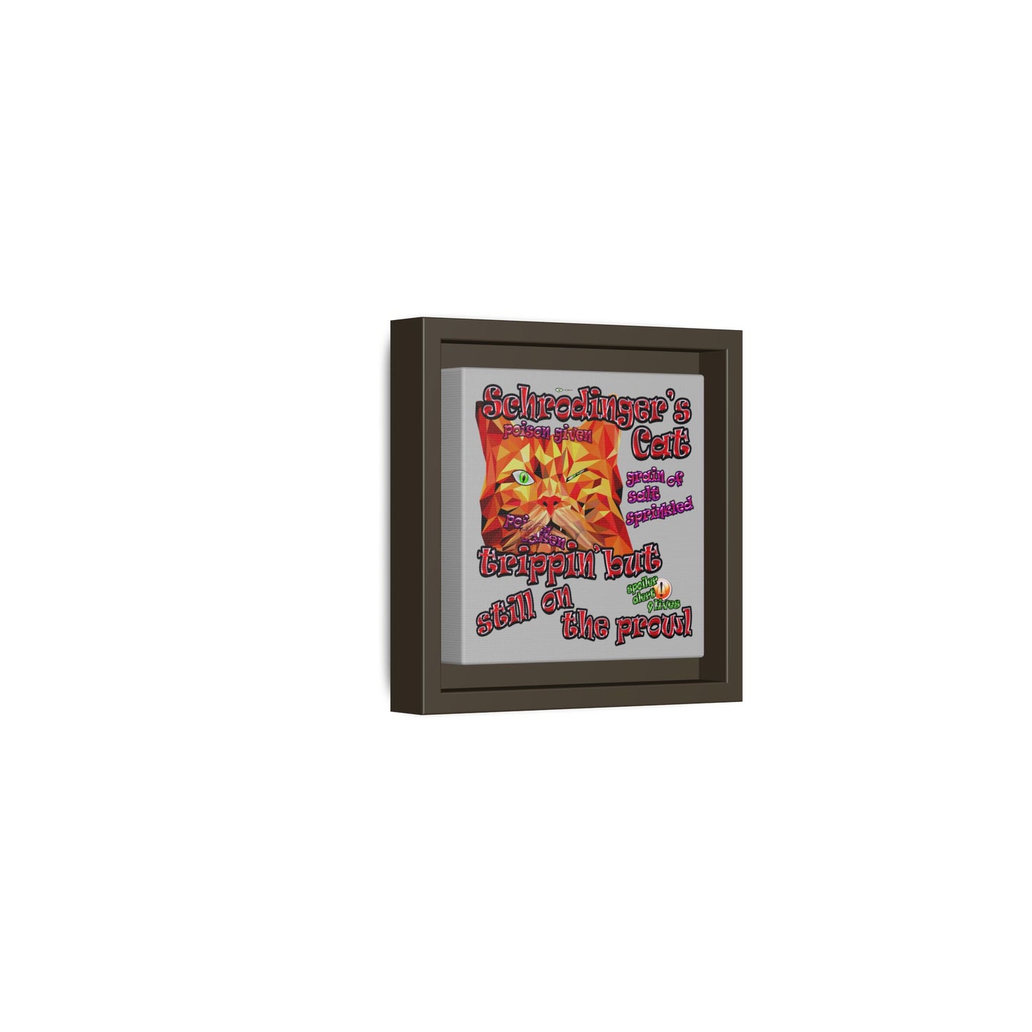 schrodinger's cat - framed canvas art (light grey)