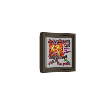 schrodinger's cat - framed canvas art (light grey)