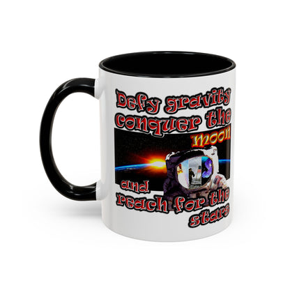 defy conquer reach - Accent Mug (white)