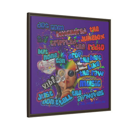 drop the beat - framed canvas art (purple)