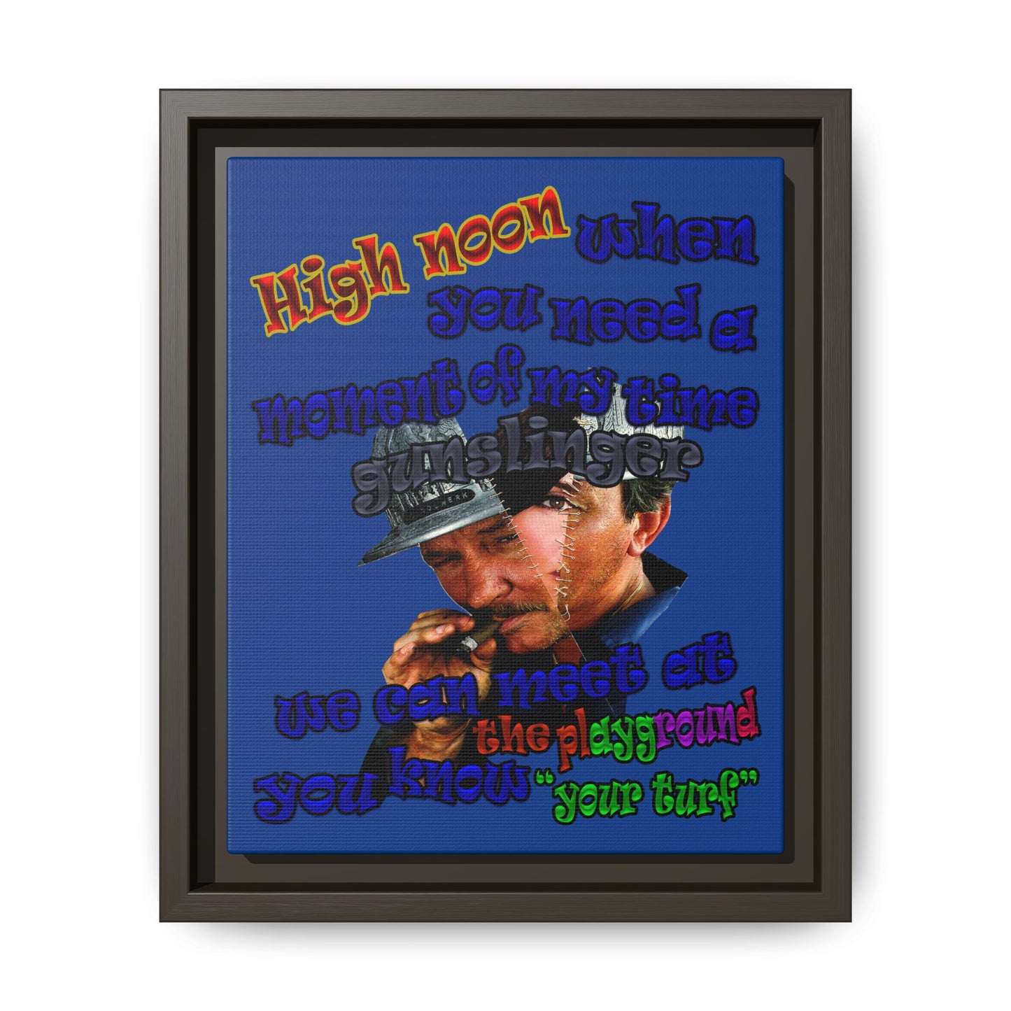 high noon - framed canvas art (dark blue)