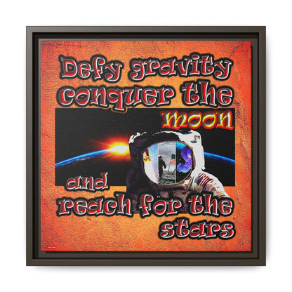 defy conquer reach - framed canvas art (burnt orange)
