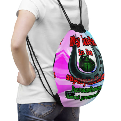 my luck - Drawstring Bag (light blue-pink wave)