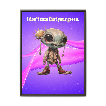 I don't care that your green - framed canvas art (purple-pink wave)